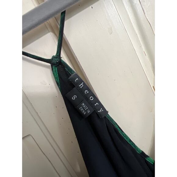 Theory size small green & black silk mini dress - Picture 2 of 4